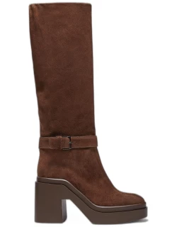 Ninon Suede Buckle Tall Boot