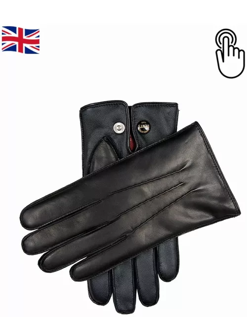 Dents Men'S Fur Lined Touchscreen Leather Gloves In Black
