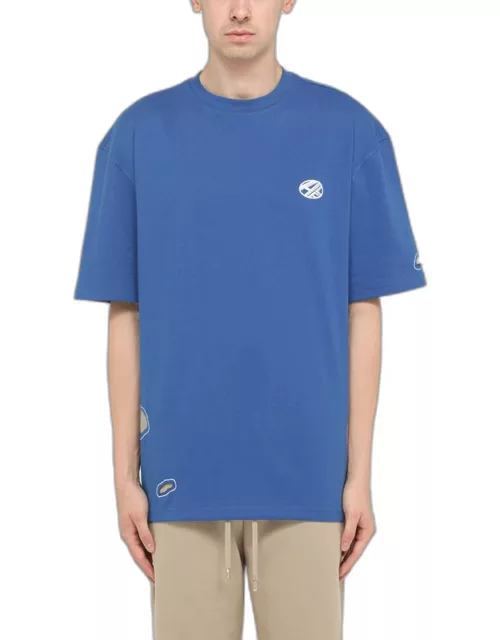Blue t-shirt with embroidered Distort logo