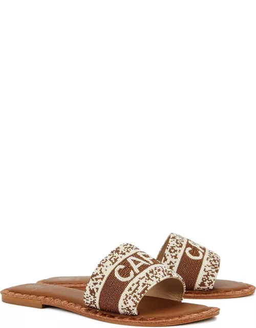 Capri brown beaded leather sandals