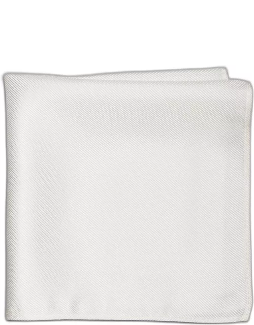 JoS. A. Bank Men's Traveler Collection Solid Pocket Square, White, One