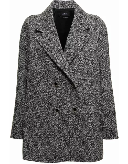 A.P.C. A.p.c Womans Double-breasted Grey Cotton Blend Coat