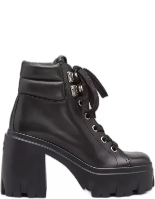Leather Lace-Up Ankle Bootie