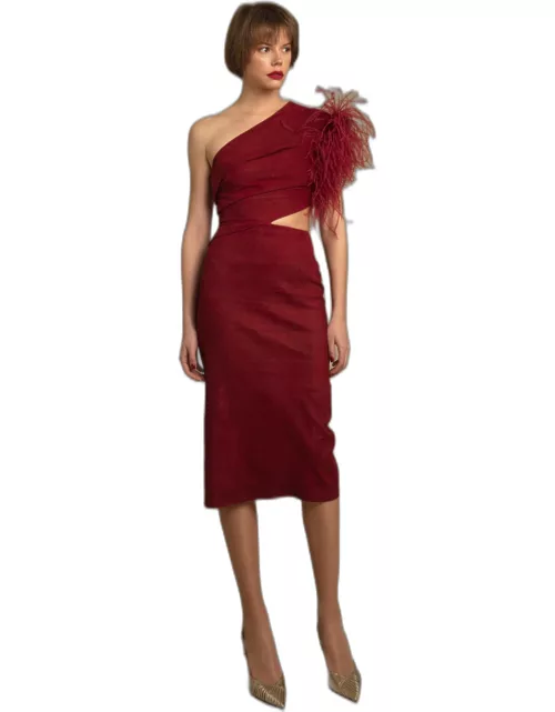 Gemy Maalouf One Shoulder Feather Dres