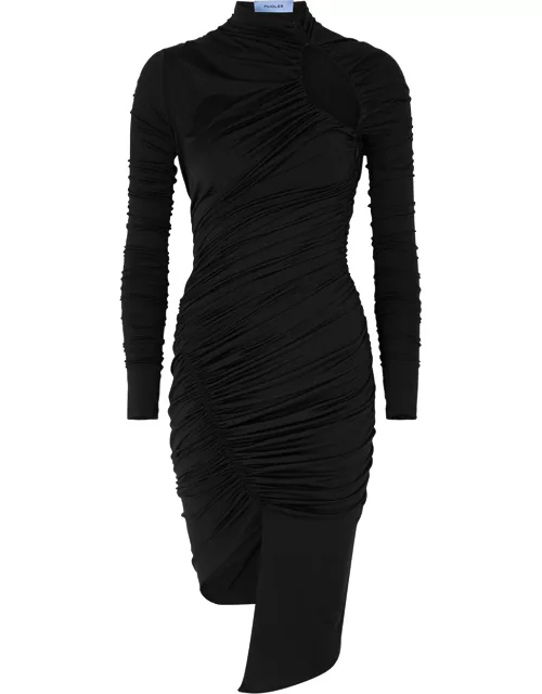 Black ruched stretch-jersey dress