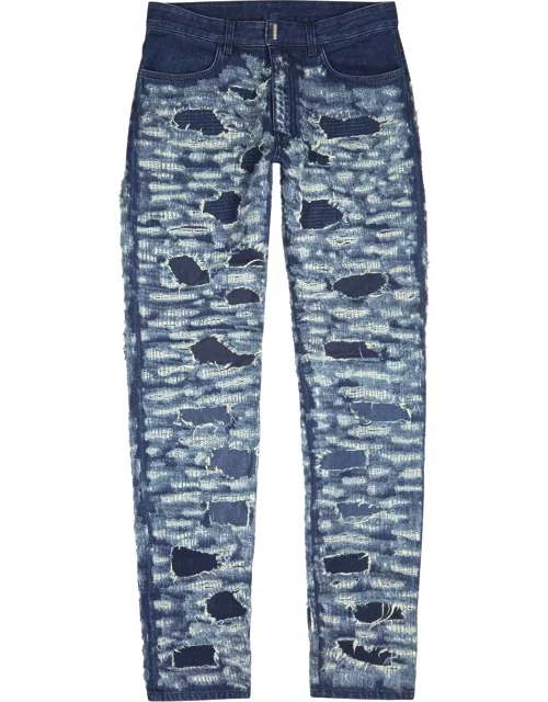 Givenchy Blue Distressed Slim-leg Jeans