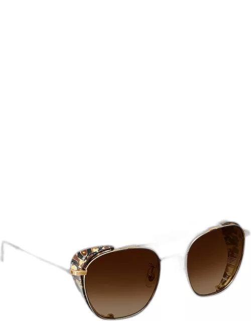 Earhart 24K Gold-Plated Metal Aviator Sunglasse