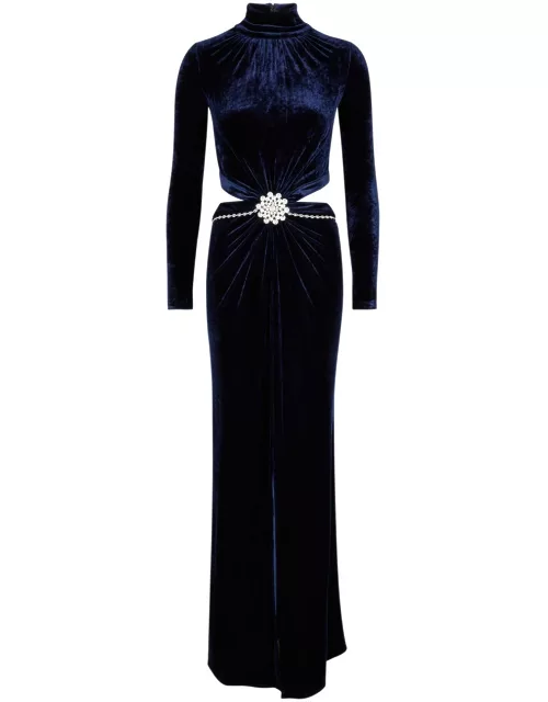 Rabanne Crystal-embellished Velvet Gown - Navy - 42 (UK14 / L)