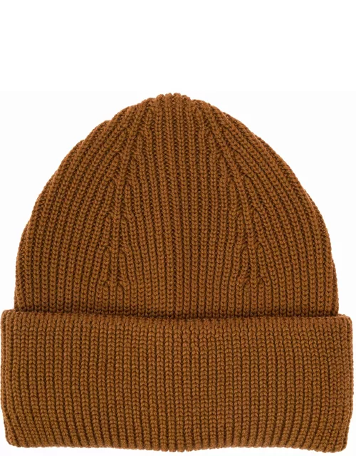 Roberto Collina Mans Brown Ribbed Wool Hat