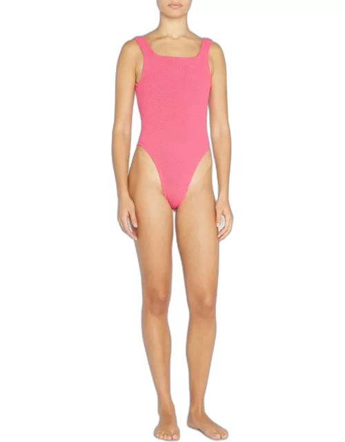 Square-Neck High-Cut One-Piece Swimsuit