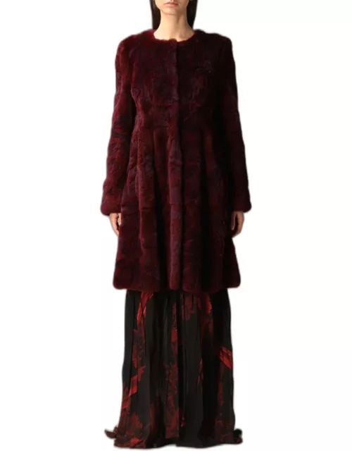 Fur Coats ALBERTA FERRETTI Woman colour Burgundy
