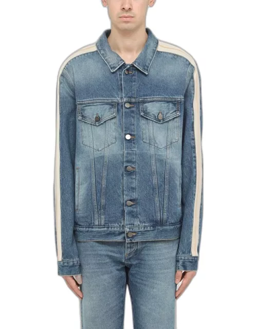 Blue jeans jacket with side band