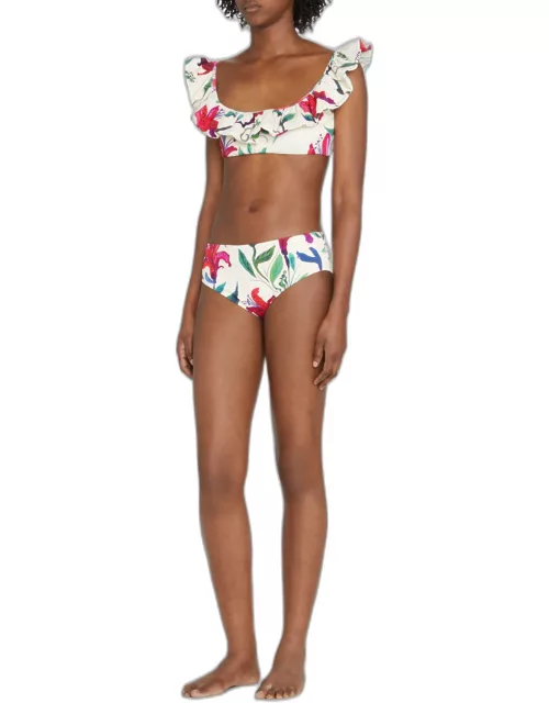Floral Ruffle Bikini Top