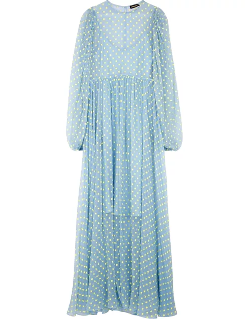 Chaima blue fil-coupé chiffon maxi dress