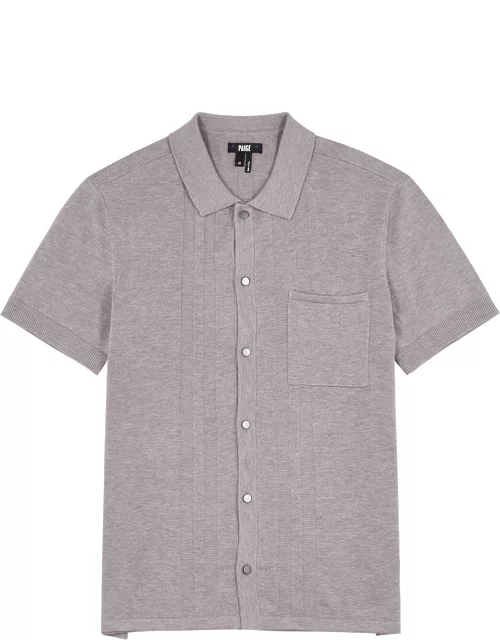 Grey mesh-knit cotton-blend shirt