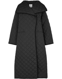 Totême Black Quilted Longline Shell Coat