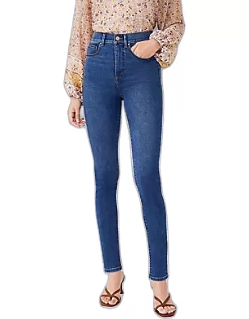 Ann Taylor Sculpting Pocket Highest Rise Skinny Jeans in Classic Mid Wash