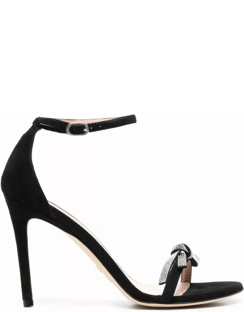 Crystal bow black heeled Sandal