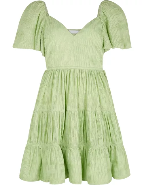 Jonathan Simkhai Cadence Green Plissé Mini Dress - Light Green