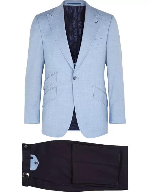 Blue and navy woven wool suit