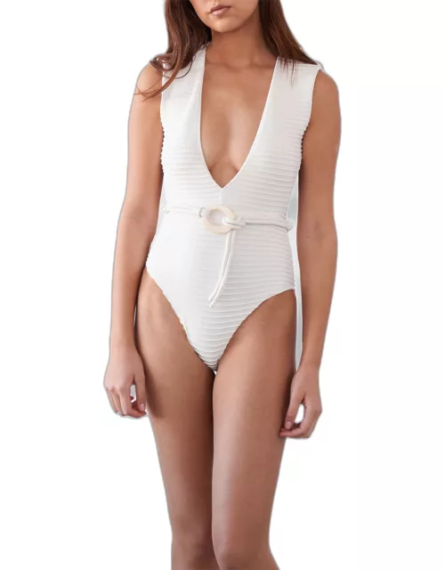 Dallas Belted Plunge One-Piece Swimsuit