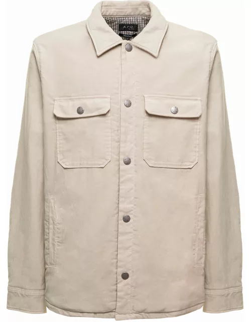 Beige Cotton Shirt Jacket With Pockets A.p.c. Man