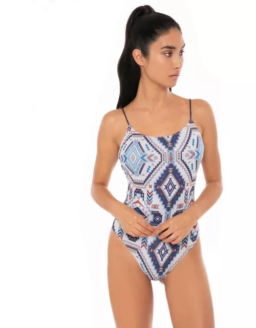 MC2 Saint Barth Woman One Piece Swimsuit With Glitter Aztec Print