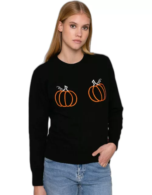MC2 Saint Barth Woman Sweater With Pumpkins Embroidery