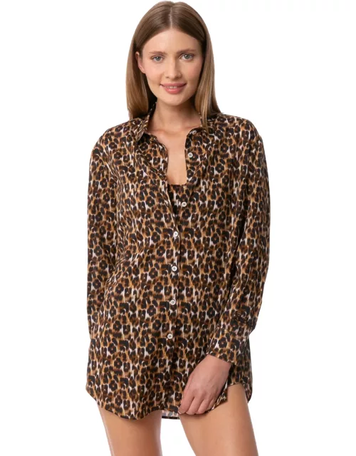 MC2 Saint Barth Leopard Print Cotton Shirt With Embroidery