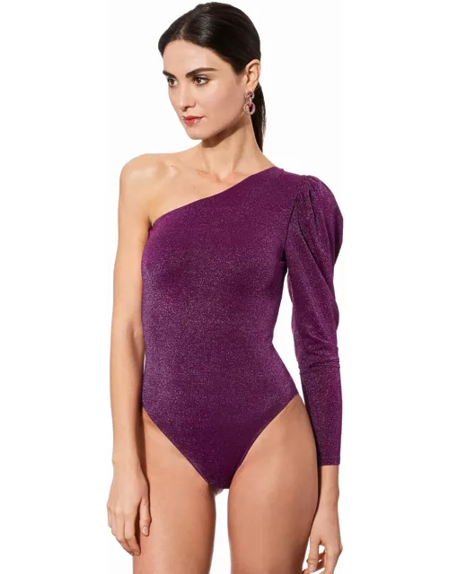 MC2 Saint Barth Knitted Glitter Purple One Shoulder Swimsuit / Bodywear