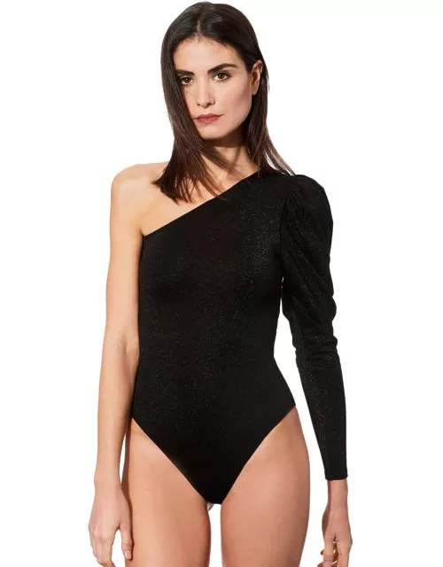 MC2 Saint Barth Knitted Glitter Black One Shoulder Swimsuit / Bodywear