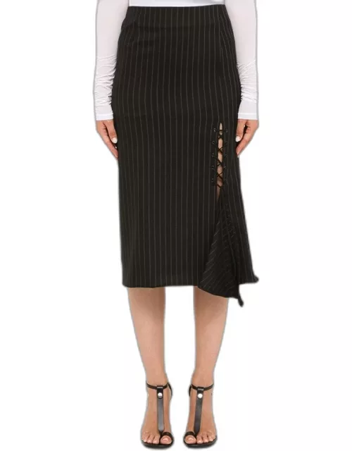 Black pinstriped skirt with drapery