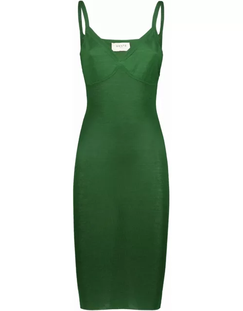Green fitted fine knit Dres