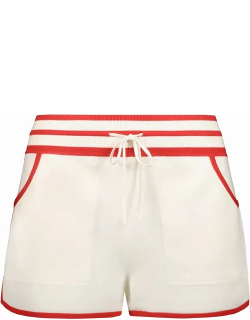 Cream fine knit Shorts with red contrast