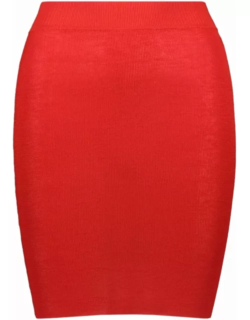 Red fitted fine knit mini Skirt