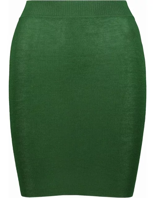 Green fitted fine knit mini Skirt