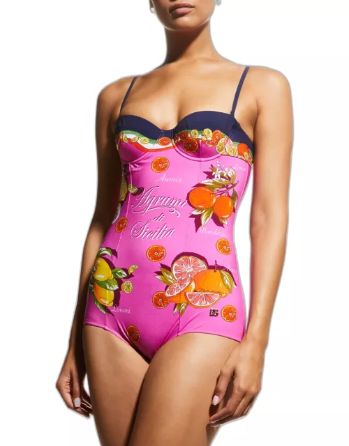 Citrus Bustier One-Piece Swimsuit