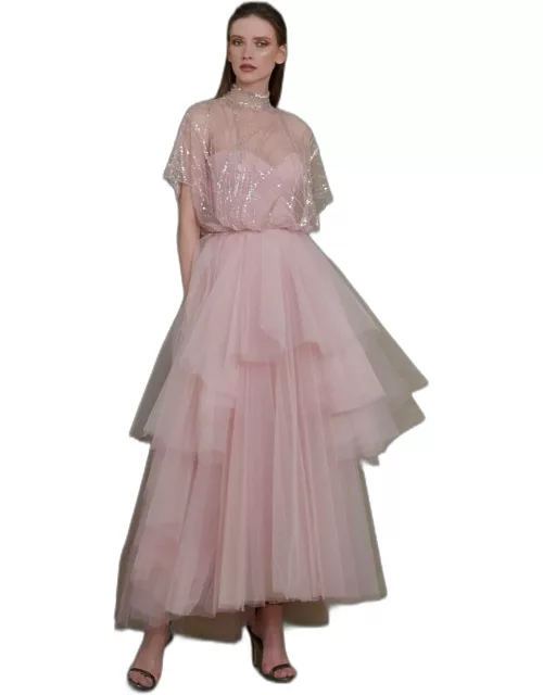 Gemy Maalouf Strapless Tulle Dress with Beaded Top
