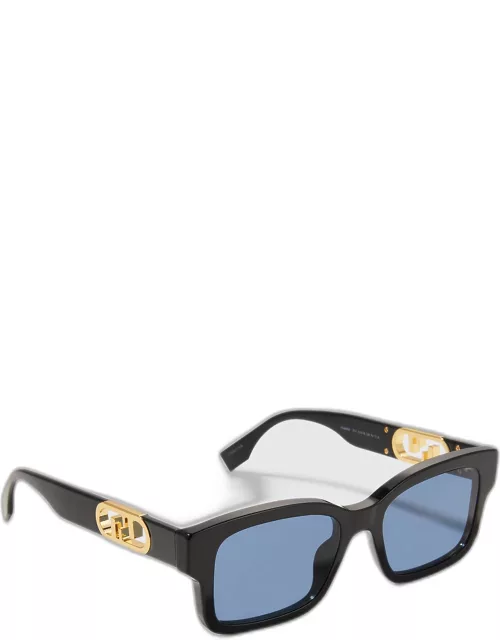 Men's Gold-Tone FF-Logo Rectangle Sunglasse