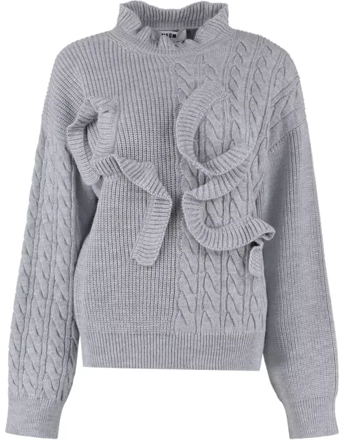 MSGM Frilled Wool-blend Sweater
