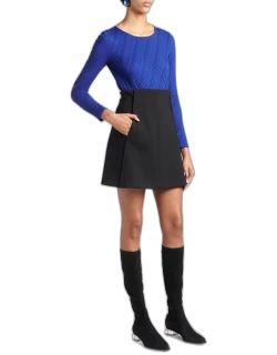 A-Line Wool Jersey Mini Skirt