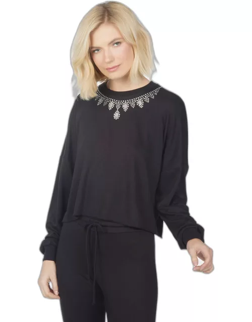 Marston Pullover w/ Crystal Necklace - Black