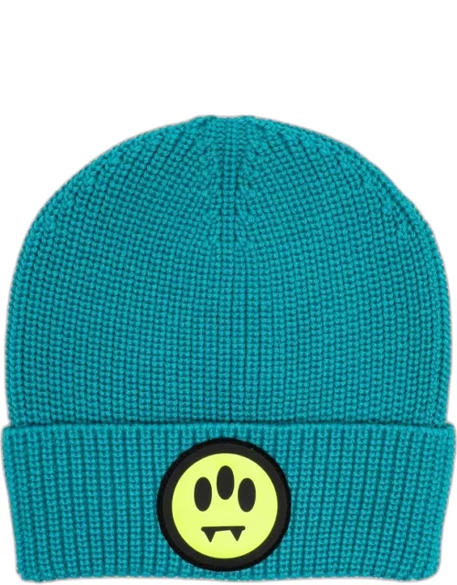 Emerald green beanie with logo patch