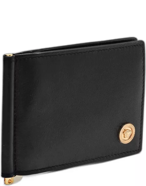 Black horizontal wallet with Medusa plaque
