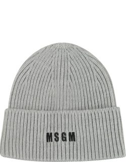MSGM Logo Embroidered Knit Beanie