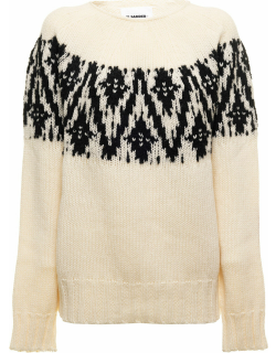 Jil Sander Womans Chunky Knitted Sweater With Ikat Print