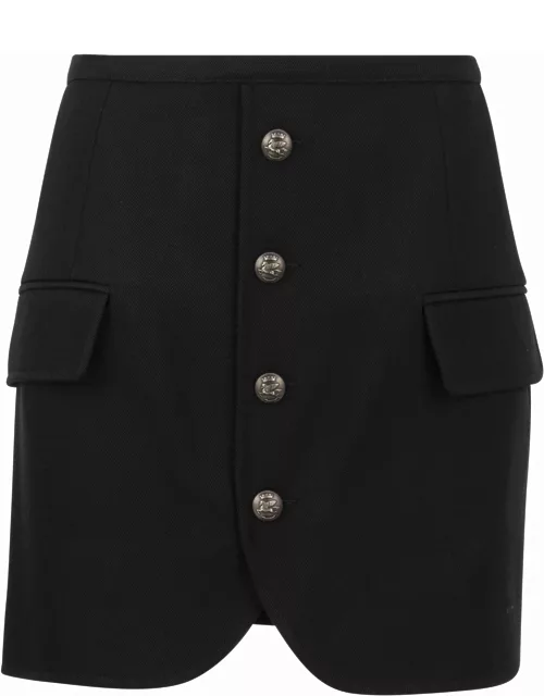 Etro Wool Skirt With Pegasus Button