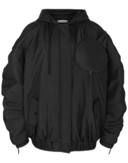 Hooded Zip-Sleeve Bomber Jacket