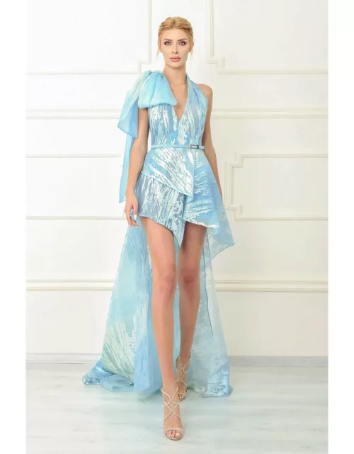 Jean Fares Couture Sleeveless Cocktail Dress with Train