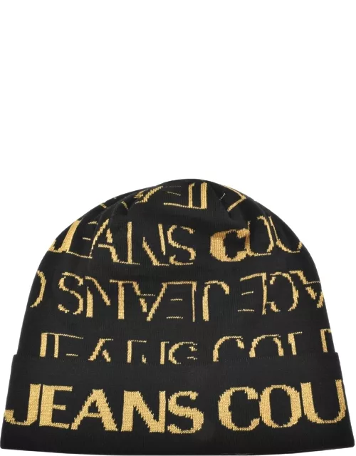 Versace Jeans Couture Knit Beanie Hat Black